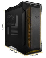 ASUS TUF Gaming GT501 EATX 120 mm RGB fan, 140 mm PWM fan, radiator space reserved, and USB 3.1 Gen 1 Gray