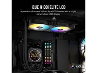 Corsair iCUE H100i Elite LCD Display Black 240mm Liquid CPU Cooler, 380mm Tubing Length 240mm Radiator, Split-Flow Copper Cold Plate