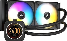 Corsair iCUE H100i Elite LCD Display Black 240mm Liquid CPU Cooler, 380mm Tubing Length 240mm Radiator, Split-Flow Copper Cold Plate