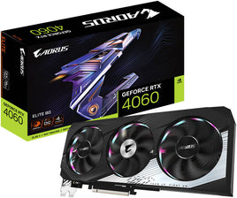 GIGABYTE AORUS RTX 4060 ELITE 8GB GDDR6 128 bit Memory, 2640 MHz Boost Clock,17 Gbps Memory Speed, 3072 CUDA Cores, PCI-E 4.0, DP 1.4a*2 HDMI 2.1a*2