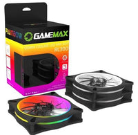 GameMax RL 300 RAINBOW 3pcs 120mm Cooling Fan in a kit package, 3x120mm 21LEDs Rainbow dual ring fan, RF remote controller, Fan with Anti-Vibration rubber gaskets