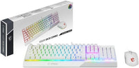 MSI Vigor GK30 White Combo, 6-Zone RGB GK30 Gaming Keyboard & GM11 Gaming Mouse, USB 2.0 Interface, Water Repellent & Splash-Proof, 5000 DPI Resolution, 6 Buttons, US Layout, White