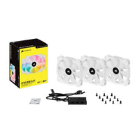 Corsair iCUE SP120 RGB Elite Performance 120mm White PWM Fan - Triple Pack with Lighting Node CORE