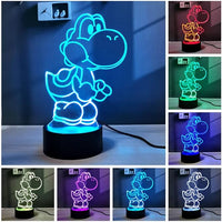 2 in 1 3D Illusion LED Anime Lamp RGB 16 Colors Remote Control Desk Night Light for boys