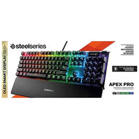 SteelSeries Apex Pro Mechanical Gaming Keyboard, Adjustable Actuation Switches, OLED Smart Display, RGB Backlit - Black