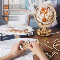 ROKR Wooden Puzzles Luminous Globe 3D Model Kits to Build for Adults Brain Teaser Puzzles