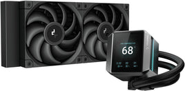 DeepCool Mystique 240 2.8 TFT LCD Screen Black, 240mm Radiator, 120mm Fan Size, 2150 RPM Fan Speed, 72.45 CFM Fan Airflow, 3400 RPM Pump Speed, FDB Fan