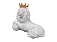 Lion Decorations Home Animal Sculpture Crown King Realistic Mane Statue Ornaments Living Room Parlor Bedroom Office Book Shelf TV Stand Decor Business Gift Resin Handicrafts