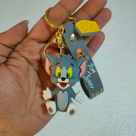 Elegant Attire Club 3D Tom & Jerry Grey Double Sided Rubber Keychain Key Chain