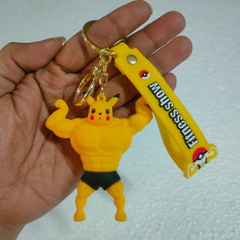 Pokemon Cosplay Muscle Man Funny Bodybuilding Keychain Toy Pikachu  Backpack Bag Handbag Tote