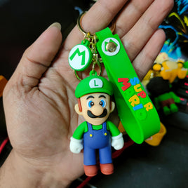 Super Mario Bros Luigi 3D Silicone Keychain Key Chain Ring Pendant Game New