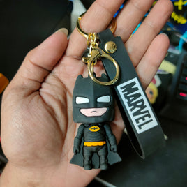 Batman 3D PVC Silicone Rubber Keychain with Lanyard Hook Metal Chain Holder for Backpack Bags, Super Hero Action Figure Characters Key Ring