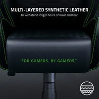 Razer Iskur X - XL Ergonomic Gaming Chair, Multi-layered Synthetic Leather, (Size - XL) RZ38-03960100-R3G1 - Black & Green