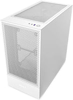 NZXT H5 Flow Compact Mid Tower Air Flow PC Case, Up to 240mm Radiator Support, Tempered Glass Front Panel, 5x120mm/140mm F120Q Fans, Built-in RGB, Spacious Cable Management, White