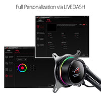 ASUS ROG RYUO 240 RGB AIO Liquid CPU Cooler 240mm Radiator Dual 120mm 4-Pin PWM Fan with OLED Panel & Fan Control 1.77"