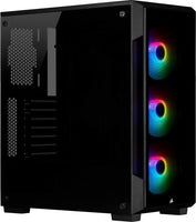 Corsair iCUE 220T RGB, Tempered Glass Mid-Tower ATX Smart Gaming Case, 360mm Liquid Coolers - Black