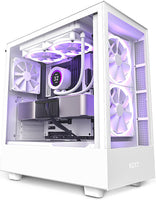 NZXT H5 Elite ATX Mid Tower Case, Up to 240mm Radiator, 6x 120mm Fan Support, Tempered Glass Front Panel & Built-in RGB, Intuitive Cable Management, 2.5”/3.5” Drive Bays, White