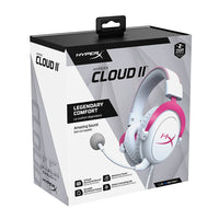 HyperX Cloud II - Gaming Headset, 7.1 Virtual Surround Sound, Memory Foam Ear Pads, Durable Aluminum Frame, Detachable Microphone, Works with PC, PS5, PS4 – White/Pink