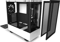 NZXT H510 Flow Compact ATX Mid Tower Case, 280mm Radiator Supported, Tempered Glass Panel, 2x USB 3, 2x 120mm Fan, White Edition