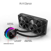 ASUS ROG RYUO 240 RGB AIO Liquid CPU Cooler 240mm Radiator Dual 120mm 4-Pin PWM Fan with OLED Panel & Fan Control 1.77"