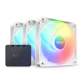 NZXT F120 RGB Core Triple Pack 3 x 120mm Hub-Mounted RGB Fans & Controller - White