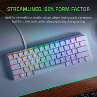 Razer Huntsman Mini 60% Gaming PBT Chroma RGB Keyboard with Clicky Purple Optical Switches - Mercury White