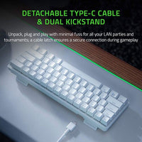 Razer Huntsman Mini 60% Gaming PBT Chroma RGB Keyboard with Clicky Purple Optical Switches - Mercury White