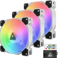 Montech Z3 PRO Addressable RGB 120mm Fan, 3 in 1 with Lighting Controller, PWM Control for Computer Case, ARGB Remote Controller, Programmable Lighting Effects - White Fan Frame | Z3-PRO-ARGB-FAN