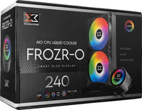 Xigmatek FROZR-O 240 AIO RGB CPU Liquid Cooler, OLED Display Pump Head, 2x120mm ARGB Fan, Reinforced Metal Backplate, 1800 Rpm, 12 VDC