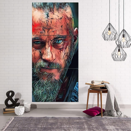 Vikings Ragnar Lothbrok Painting 3pcs. Wall Art Canvas