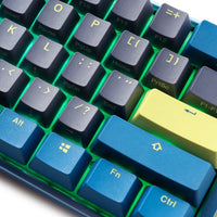 Ducky One Mini Daybreak Wired Mechanical Keyboard, Red Switch, Double, PBT Keycap, English Arabic Layout, Blue - Yellow