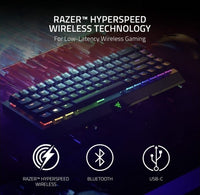 Razer BlackWidow V3 Mini HyperSpeed Phantom Edition 65% Wireless Mechanical Gaming Keyboard, RGB Customizable Backlighting, US Layout, Black, (Mechanical Switches Green/Yellow)