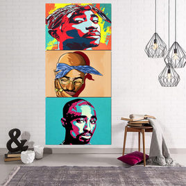 Tupac Shakur 3pcs. Wall Art Canvas