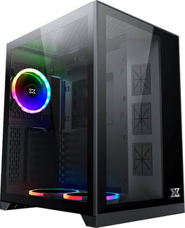Xigmatek Aquarius S Tempered Glass ATX Mid Tower Gaming Case, 3Pcs White AY120 Fan, USB3.0x1+USB2.0x2, Front & Left TG, up to 280mm Radiator Support, Black/White