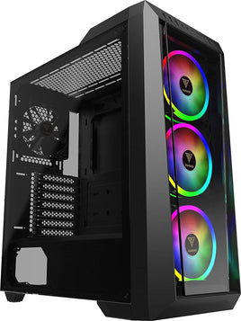 Gamdias Talos M1 Lite Trapezoidal Tempered Glass Panel, 3 Built-in 120mm Trio Rings ARGB Fans Mid-Tower Computer Case