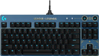 Logitech Pro X Tactile League of Legends Edition Keyboard, GX Brown Taxtile Switches, Compact Tenkeyless Design, Lightsync RGB lighting, 12 Programmable F-keys, Black/Blue
