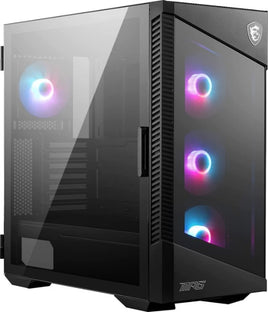 MSI MPG Velox 100R Mid-Tower Gaming PC Case, Tempered Glass Side Panel, 4 x 120mm ARGB Fans, Liquid Cooling Support up to 360mm Radiator, Mesh Panel for Optimized Airflow, Black