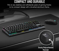 Corsair K60 Pro TKL RGB Tenkeyless Optical-Mechanical Gaming Keyboard, OPX Switches, Brushed Aluminium Structure, Removable USB Type-C Cable, AR Layout, QWERTY, Black