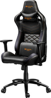 Canyon Nightfall GС-7 Gaming Chair, PU Leather, Cold Molded Foam, Metal Frame, Top Gun Mechanism, 3D Armrest, Class 4 Gas Lift,60mm Nylon Castor, Black & Orange Stitching