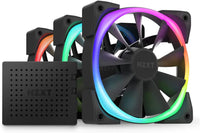 NZXT AER RGB 2-120mm - Advanced Lighting Customizations - Winglet Tips - Fluid Dynamic Bearing - LED RGB PWM Fan - Triple Fans (Lighting Controller INCLUDED) - Black