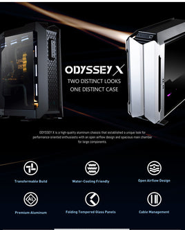 Lian Li Odyssey X Mid-Tower/X Silver Full Tower Case, 4.0mm Black Tempered Glass, 2 X USB 3.0, 1 X USB 3.1 TYPE-C