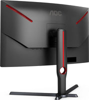AOC C27G3 27” Curved Frameless VA Gaming Monitor G3, FHD 1080P, 1ms Response Time, 165hz, Adaptive Sync, HDR Mode, Height Adjustable, Black/Red