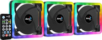 Aerocool Edge 14 Pro LED CPU Cooler, With Control Hub and Controller, Pack of 3 ARGB PWM 140mm Case Fans, Black