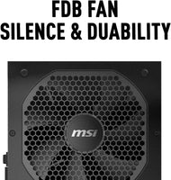 MSI MPG A850GF 850W 80 Plus Gold Modular, 6 x PCIe Connectors PSU, 140mm Cooling Fan, Intel ATX12V