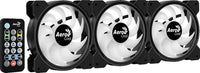Aerocool Saturn 12F ARGB Pro Case Fan, Hub and Controller Included, 1000 RPM, 120mm Fan Diameter, 3 Pack, Black