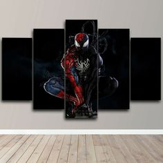 Custom Red Black Spider Man Wall Art Design 5 panel 35x60 35x80 35x100 cm