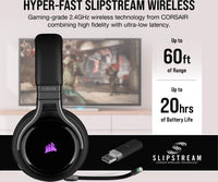 Corsair Virtuoso RGB Wireless Gaming Headset, High-Fidelity 7.1 Surround Sound, Memory Foam Earcups, 20 Hour Battery Life - Carbon