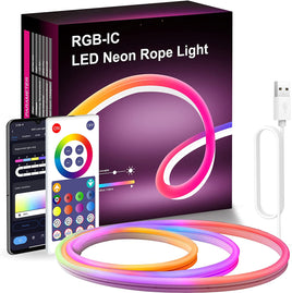 RGB-IC LED Neon Rope Light Waterproof Music Sync Alexa and Google Home 3m