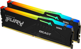 Kingston Fury Beast 32GB (2x16 GB) DDR5 5200MHz, CL40 DIMM Cas Latency, Intel XMP 3.0, Infrared Sync Technology, Overclocking Stability, Black