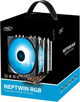 Deepcool Neptwin Rgb 6 Heatpipes Twin-Tower Heatsinks Dual 120Mm Pwm Rgb Fans Motherboard Control And Wired Controller Supported, 6 Heat Pipes